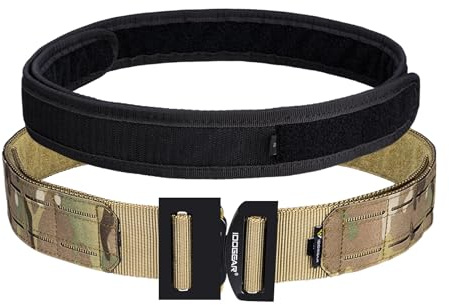 IDOGEAR Ceinture Tactique Molle 2 Pouces avec Intérieure 1,75 Pouce - Robuste à Dégagement Rapide, Combat Découpée au Laser (Multi-camo, Small pour Tour de Taille 76-86 cm)