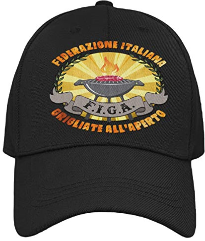 Vulfire Cappello Barbecue Figa Federazione Italiana grigliate all'aperto Regalo Compleanno Originale Idee Regali per Lui Taglia Unica Cappello Nero con Visiera (Nero)