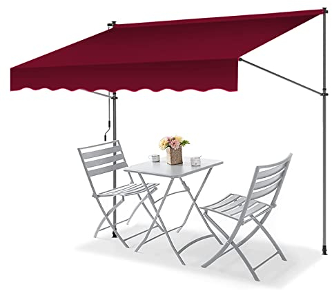 Einziehbare Terrassenmarkise, Markise Balkon Ohne Bohren, Sonnenschutz, Klemmmarkise, Fenstermarkise, Veranda-Markise, Standmarkise für den Außenbereich (Color : Red, Size : 2m/78in)