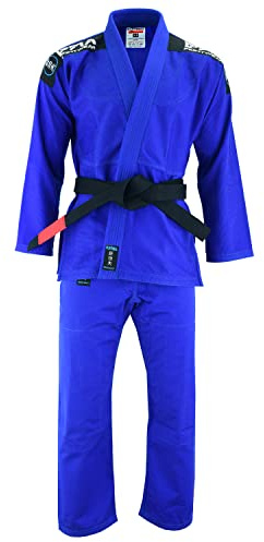 Playwell Pro Mens BJJ GI Jiu Jitsu Uniform Suit (Comes with Free Ju Jitsu White BELT) - Blue
