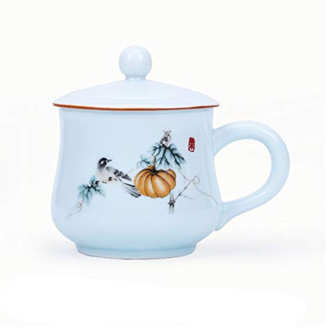 ESOUY Tazza in Ceramica Tazza da caffè Grande con Manico Tazza da caffè Gigante in Ceramica da 15,8 Once Tazza da caffè Grande, Tazza in Ceramica con Coperchio per caffè, tè, 6 opzioni Tazza da tè