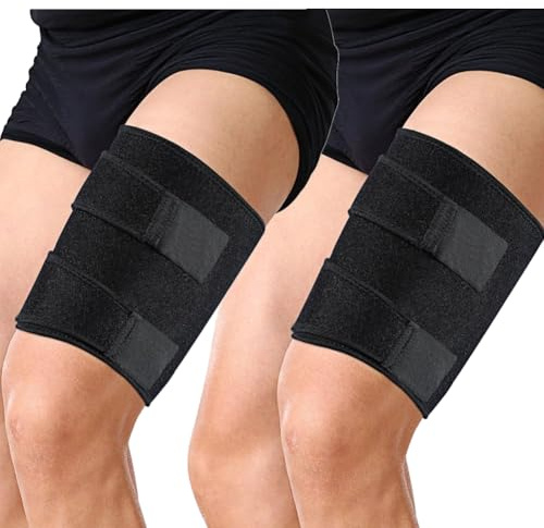 haozaikeji Adjustable Hamstring Brace Black Thigh Compression Sleeve Breathable Hamstring Support Wraps Non-Slip Thigh Bandage for Pulled Muscle, Sprains, Sports Injury Recovery Unisex