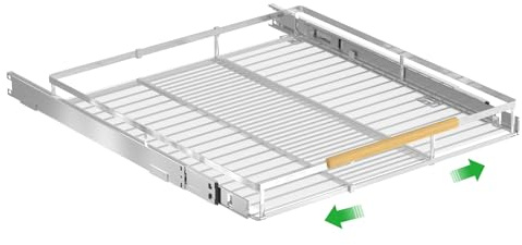 SANNO Ausziehbarer Schrank-Organisator Ausziehbares Regal für Küchenvorratskammern, Edelstahl für Töpfe und Pfannen, unten montiert, Chrom