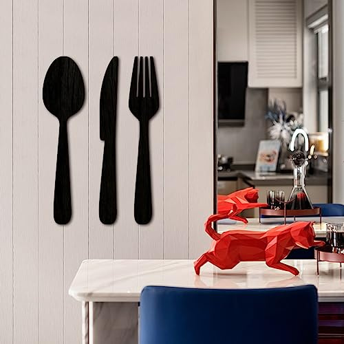 3 Set Di Decorazioni Per Pareti Kitchen Posate Decorative Da Parete In Legno Cucchiaio, Forchetta, Coltello, Cartello Da Cucina In Legno Arte Parete Della Cucina Decorazione Cucina Decorazioni(Color:C