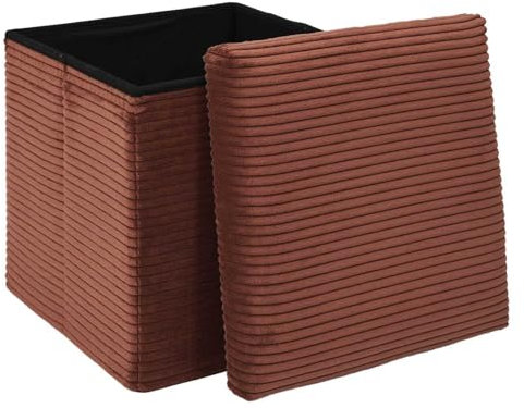 HOME DECO FACTORY - HD0275 Coffre Pouf Pliable Cotele Scott Terra M4 - Mobilier Assise et Coffre - 38x38x38 cm - Hauteur Assise 38 cm - Couleur Terracotta