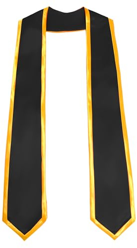 UIALECG Graduation Stole With Trim Unisex Adult 72,Black Stole with Gold Trim