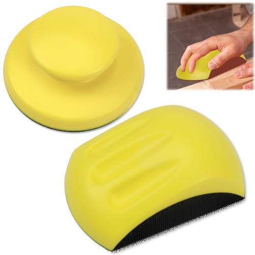 Blocco abrasivo manuale con velcro, levigatrice manuale e a forma di mouse, per dischi abrasivi, levigatrice a mano, 5 pollici, 2 blocchi di carta vetrata