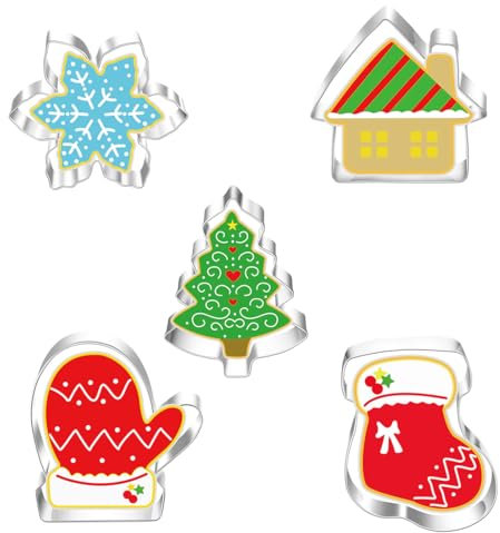 EYVRPAU 5 pièces emporte-pièces biscuits de Noël en acier inoxydable Décoratifs pour gâteaux biscuits pâtisserie
