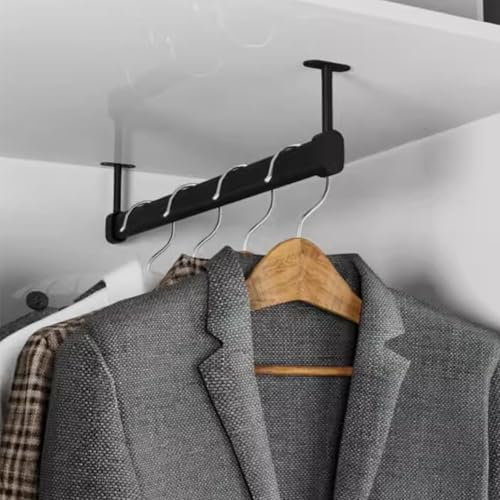 Asta per armadio resistente, montaggio a soffitto – asta appendiabiti con staffa di supporto – barra appendiabiti tagliabile – divisorio per verande