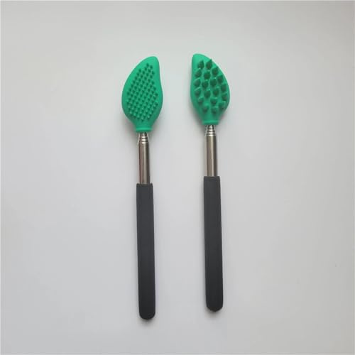 EWMKEODCA Rückenkratzer aus Metall, ausziehbar, multifunktional, Handmassagegerät, Silikon-Gesichtsreinigungsbürste, mit langem Griff, Geschenk für Mann, Vater, Frauen, 2 Stück