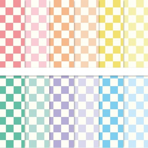 FYSUIMU 60 Blatt kariertes Muster Papier A5 Pastell Schachbrett Scrapbook Spezialpapier doppelseitig kariert Bastelpapier für DIY Kartenherstellung Fotoalbum Dekor, 14 x 21 cm
