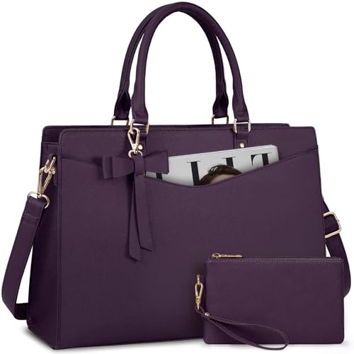 RAINSMORE Laptoptasche Damen 15,6 Zoll Handtasche mit Geldbörse Arbeitstasche Aktentasche PU Leder Shopper Groß Lehrertasche Business Tasche