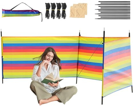 Hogvinnatil - Pantalla de protección contra el Viento para Playa, protección contra el Viento, con Varillas y de Transporte, Material de Exterior portátil para Picnic, y Barbacoa