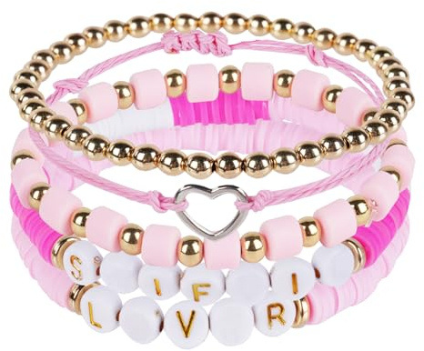 AOOSA Vänskapsarmband, inspirerade armband med bokstavspärlor, färgglada flerskiktsarmband set för kvinnor och tonårsflickor