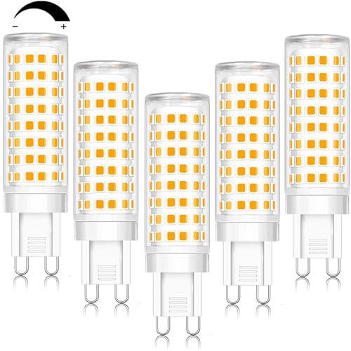 ZYGODLUK Dimmable Ampoule LED G9 10W, G9 LED Ampoule équivalen 100W Halogène Led, Blanc Chaud 2700K, CRI>80, AC 220-240V, Lot de 5