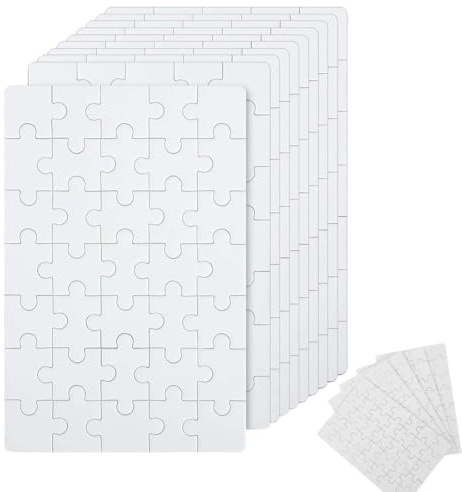 HABNI 10 Stück Puzzle Selber Gestalten, Blanko Puzzle Zum Bemalen, Leeres Weiß Für Kinder Zum Malen Von Motiven Und Zum Spielen Kindergeburtstag (15×10 Cm,350 Teile)