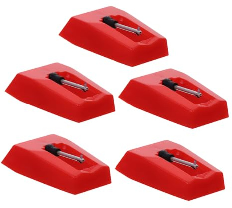 iplusmile Aiguille De Tourne-disque En Aluminium Lot De 5 Pointe De Lecture De Remplacement Compatible Gramophones Et Platines Aiguilles De Phonographe Couleur Rouge