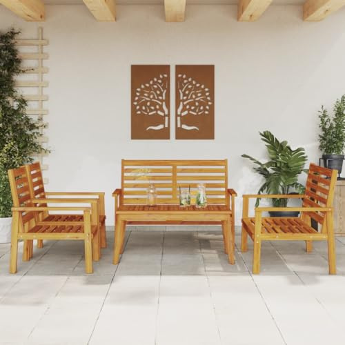WSJHUHK Möbel, Outdoor-Möbel, Gartenmöbel-Sets, 5-teiliges Garten-Lounge-Set, Massivholz, Akazie