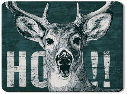 Rustic Deer Dish Drying Mats for Kitchen Counter, Vintage Wildlife Absorbent Rubber Mat, Autumn Pu Leather Drying Pad for Coffee Bar Protector 18x24 Inch