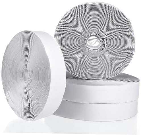 LIFKOME 2 Stück Doppelseitiges Klettband Selbstklebend Breit Lang Weiß Stark Haftendes Fixierband für Wand Kunststoff Glas Vielseitig Klebende Tape Strips für Haushalt und Basteln