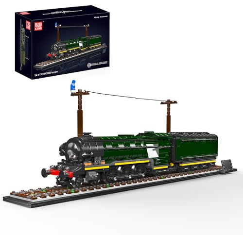Mould King 12044 Technik MOC Flying Scotsman Dampflokomotiv-Baustein-Modell, 1766 Stück Mit Schienenlieferung Güterwagen Technologie Klemmbausteine Bausatz Zug Mechanische Struktur Erwachsenen-Bastel
