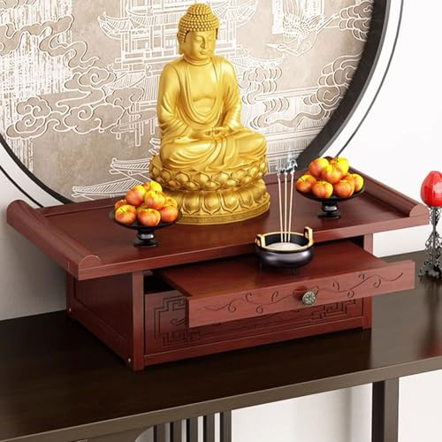 RTTZBOZ Altartisch, Buddhistisches Altarregal, Meditationstisch mit Ablage, Opiumtisch für Spirituelle Buddhistische Religiöse Zwecke(60cm/24in)