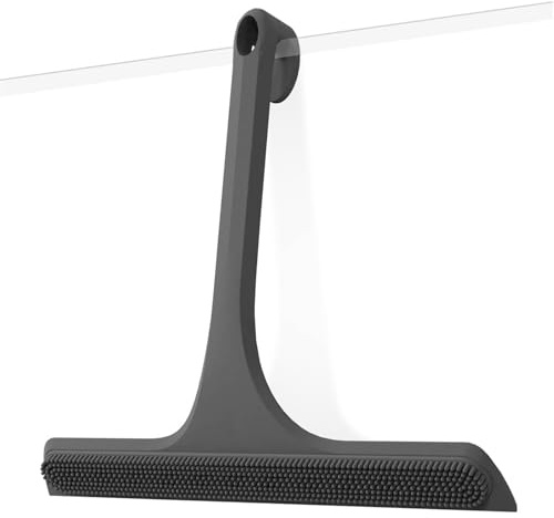 GREATRICH 2-in-1 Tergivetro per Doccia Vetri, Pulisci Vetro Doccia, Tira Acqua da Doccia con Raschietto e Superficie di Pulizia, Per Vetri Doccia, Specchi, Finestre, Parabrezza, Nero