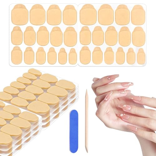 Qufiiry 600 Pcs Faux Ongles Autocollants, 15 Tailles Gel Pad Ongles, Patch Ongles Autocollant pour Faux Ongles, Imperméable, Pour Manucure et Nail Art