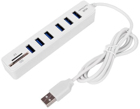 USB 6 Port Hub Multi Splitter Port Speed Transmission Memory TF Docking Station Plug And Play For Mobile Hard Drive(White)
