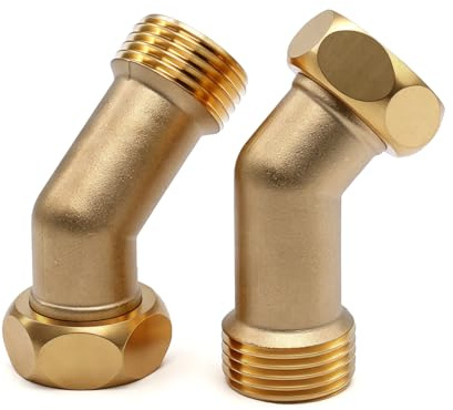 ZHIYUQL® 2 STK Messing Winkel 45°Grad, 1/2 Zoll Rohrwinkel Sanitär | Anschlussstücke 1/2 Zoll Innengewinde x Außengewinde Messing Rohrwinkel Bogen Gewindefitting Für Trinkwasser Geeignet