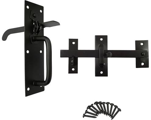 keypak 150mm (6 Inch) Heavy Duty Suffolk Gate Latch Black–Wooden Gate Lock & Garden Shed Door Lock with Fixings