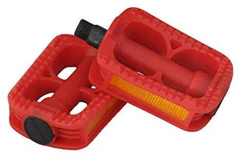 Ammaco Xeromo 9/16” Plastic Junior Pedals Colour Red Double Reflector Kids BMX Bike