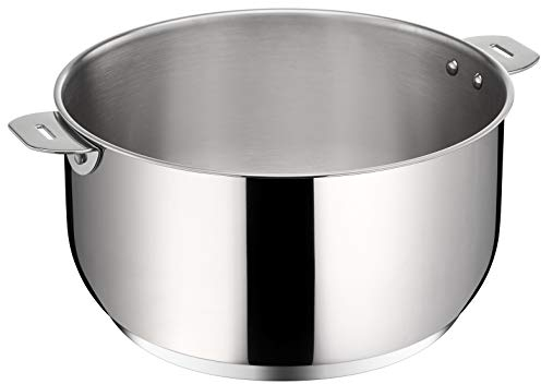 Lagostina Salvaspazio Casseruola in Acciaio Inox 18/10 Ø 24 cm, Pentola Induzione, Gas e Forno fino a 250 °C, Impilabile e Facile da Riporre, Fondo Lagotherm 3 Strati, Maniglie con Supporti Rivettati
