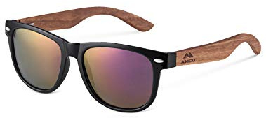 AMEXI Holz Sonnenbrillen Polarisierte Sonnenbrille,Herren Damen Polarisierte Sonnenbrille， UV400 Sonnenbrille/Der Rahmen der Brille ist aus Walnuss Holz