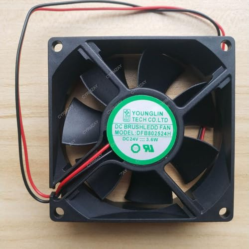CYRMZAY Compatible For YOUNG LIN DFB802524H 24V 3.6W 2-Wire 8CM 8025 cooling fan
