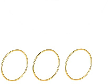 ESLALA 14K Gold Nose Ring Hoop for Women, Thin Nose Piercing jewelry (Gold,3pcs- 8mm 22 gauge)