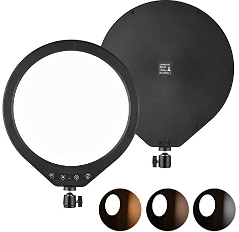 Andoer 10W LED Video Light 12 Pulgadas Studio Round Photography Fill Light 120pcs LED Perlas 3000K-6000K Regulable CRI90+ Alimentado por USB con rótula giratoria para Vlog Live Streaming Retrato