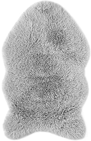 andiamo Kunstfell Teppich Alpa gemütlicher hochfloor Fellteppich 35 mm Florhöhe weich und flauschig Silber 50 x 80 cm
