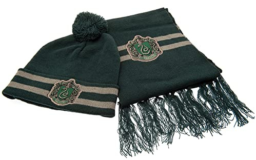 CERDÁ LIFE'S LITTLE MOMENTS - Harry Potter Schal und Mützenset für den Winter - Slytherin Schal Mütze Set für Kinder in Grün - Offizielle Lizenz von Warner Bross