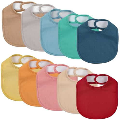 Baby Snap Bibs for Boys Girls,10 Pack Baby Bandana Drool Bibs with Snap,Super Soft Cotton Snap Closure Bibs for Newborn Teething,Feeding,Drooling