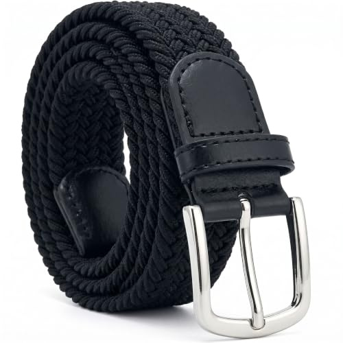 Kinder Stretchgürtel Unisex – Elastischer Flechtgürtel für Jungen & Mädchen | Für Bundmaß 75-90cm, Breite 25mm, lochlos stufenlos verstellbar, abwaschbar, dehnbarer Komfort, viele Farben & Designs