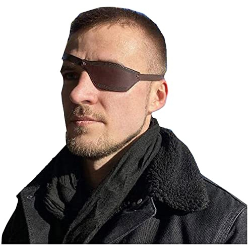 Cache-œil punk pirate en cuir synthétique, masque pour les yeux médiéval rétro, bandeau pour les yeux avec bande élastique réglable