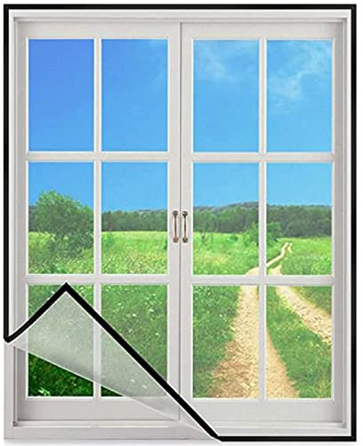 Universal-Fenster-Insektenschutzgitter, einfache Montage ohne Bohren, Fenster-Insektenschutzgitter mit Kleber, passend für jede Größe kleinerer Fenster115x125cm(45.3x49.2in) Schwarz-A