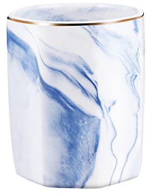 Ciieeo Marbling Pen Holder Edged Ceramic Stifthalter Für Kosmetik Schreibtisch-organizer Und Bleistiftbehälter Blau Mit Goldenen Akzenten Für Schule Und Zuhause