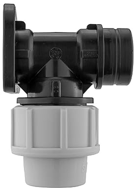 MDPE Compression Connector Fittings 25mm LDPE Water Pipe Elbow Valve Straight (Wall Flange 25mm - 3/4 BSPF)