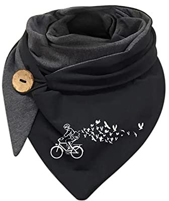 Schal Damen, Damen Schal Dreieckschal Lässige Drucken Winterschal Schal mit Knopf Baumwolle Weicher Wrap Wickelschal Nackenschutz Baumwolle Schal Wollschal Poncho Dreieckstuch