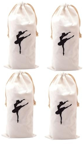 Veemoon Ballettschuhtasche Canvas 4 Stück Mit Kordelzugverschluss Strapazierfähig Leicht Für Damen Und Mädchen Tanzzubehör Aufbewahrungstasche Tragbar Für Proben Und Wettbewerbe