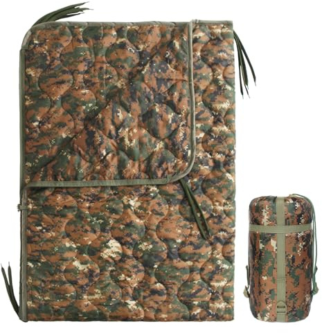 Ghileo Coperta Mimetica per Poncho, Coperta Militare, Sacco a Pelo Militare, con Borsa da Trasporto a Compressione, per Viaggi, Escursionismo, Campeggio, Sopravvivenza all'aperto, Coperta per Auto