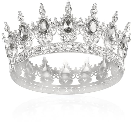 Volle Runde Mädchen Tiara Brautkrone Kristall Königin Krone Barock Tiaras Sparkly Strass Prinzessin Karneval Kopfschmuck Schmuck für Königin Kostüm Hochzeit Prom Geburtstag Pageant Party Haarschmuck