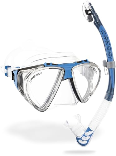 CRESSI Penta + Alpha Combo Clear/Blue - Máscara Penta & Tubo Alpha para Buceo y Snorkel, Transparente/Azul, Talla Única, Unisex